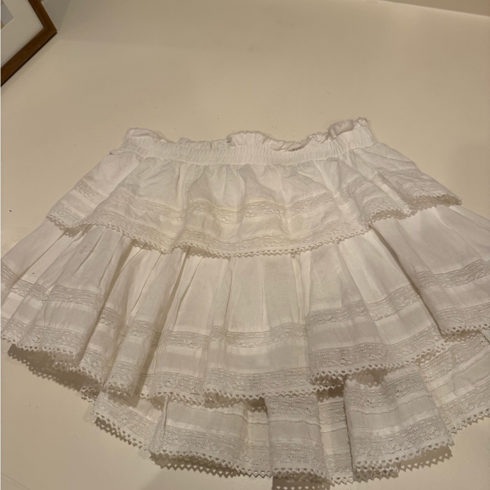 LoveShackFancy White Lace A-Line Skirt